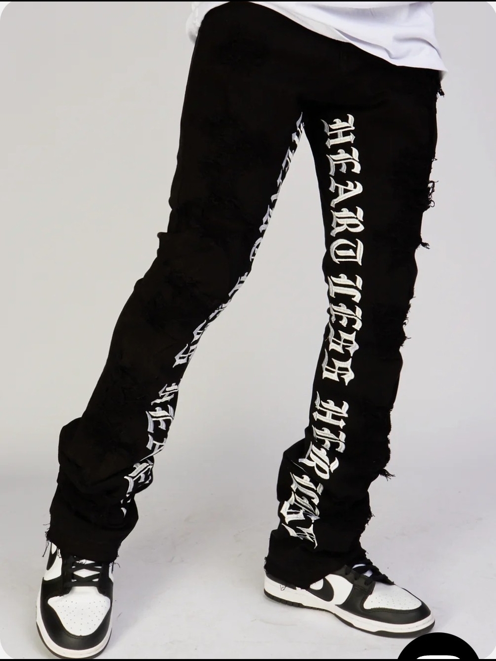 Focus Jeans "Heartless" Stacked Denim feature white embroidered Size W42